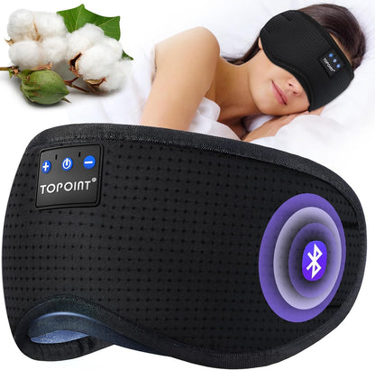 Sleep Mask with Headphones Bluetooth 5.4 Wireless, Sleep Headphones Earphones Earbuds with Microphone HD Speakers Music, Blackout Eye Mask for Sleeping Travel Meditation Men Women Cool Gadgets